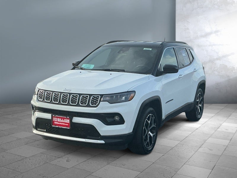 2025 Jeep Compass Limited in Bright White Clearcoat — front three-quarter view