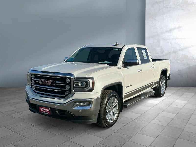 2018 GMC Sierra 1500 SLT in White Frost Tricoat — front three-quarter view
