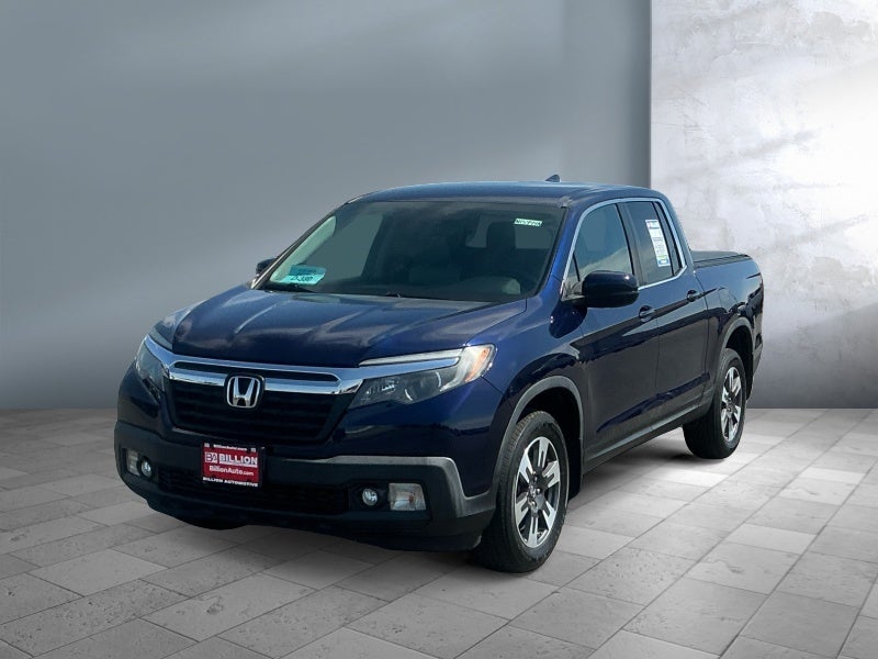 2017 Honda Ridgeline RTS in Obsidian Blue Pearl — front three-quarter view