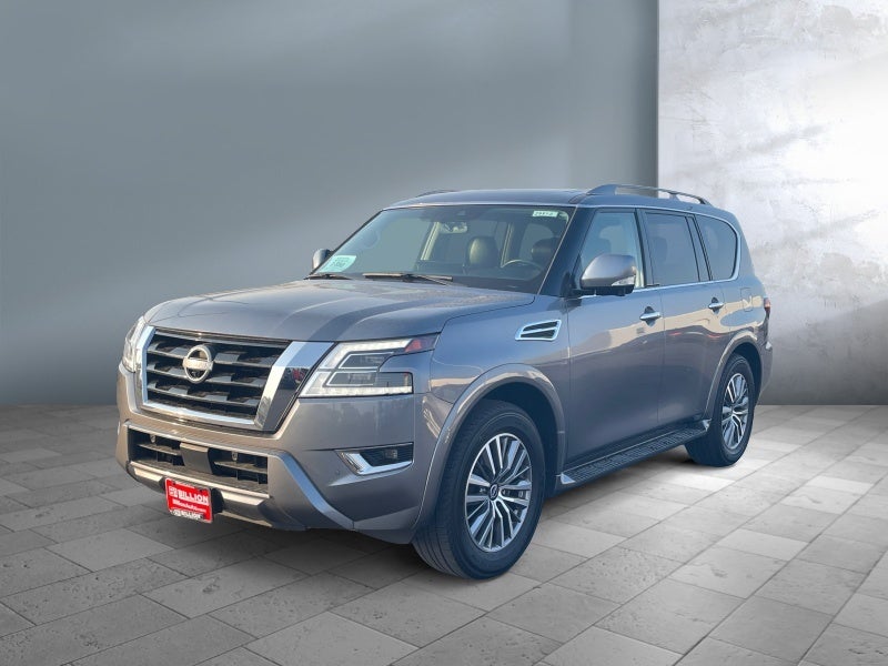2023 Nissan Armada SL in Gun Metallic — front three-quarter view