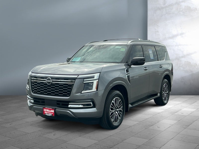2025 Nissan Armada SL in Gun Metallic — front three-quarter view