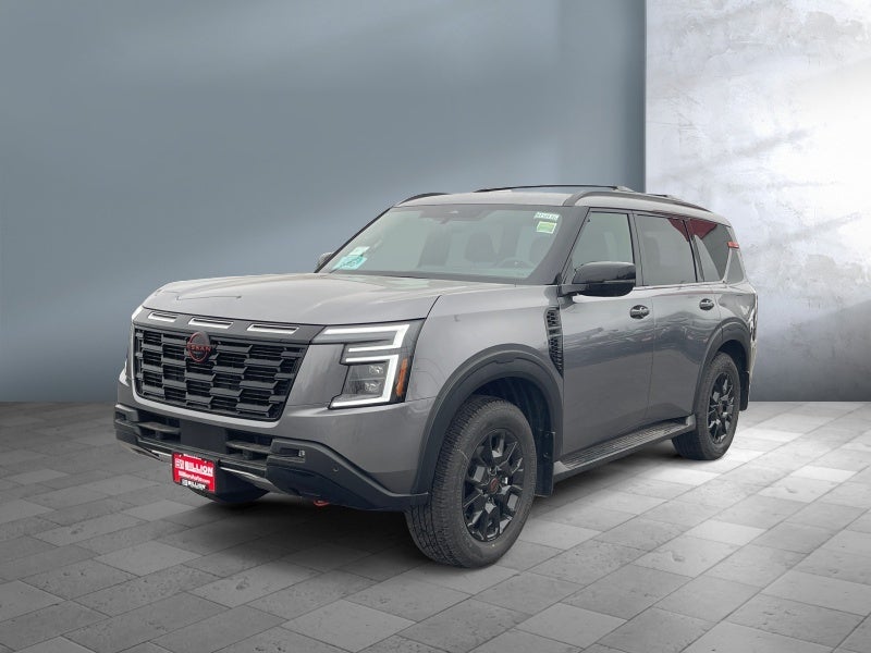 2026 Nissan Armada PRO-4X in Gun Metallic — front three-quarter view